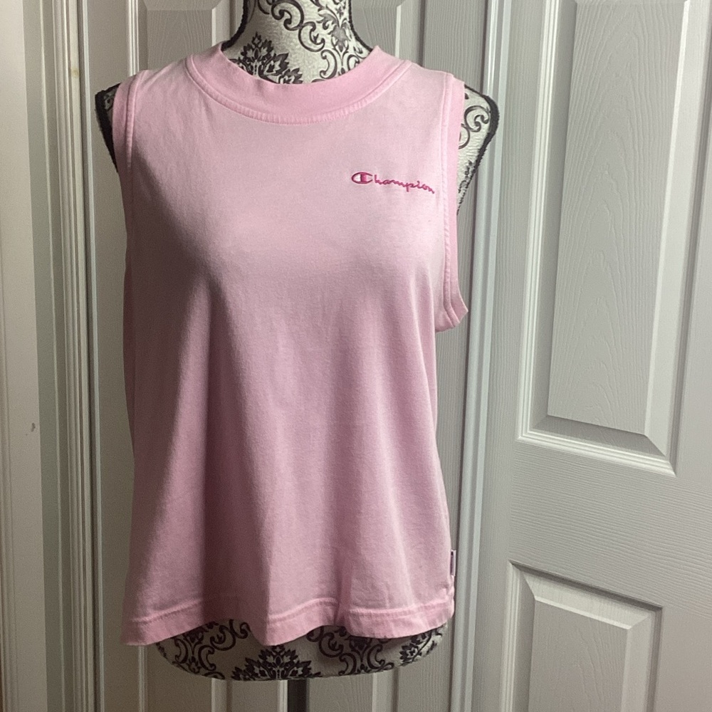 Champion Women's Light Pink Muscle Tee Large Athletic